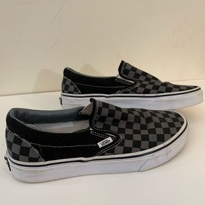 VANS Checkered Slip-ons 7.5 black/pewter